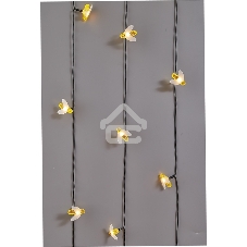 Каскад Lamper Янтарные Пчелы LED 10 м с выносной солнечной панелью 2 м и аккумулятором, IP65, теплое белое свечение