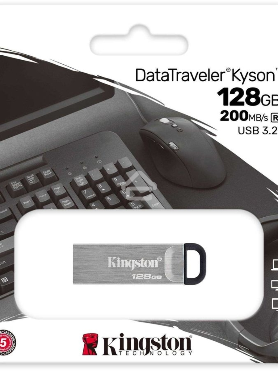 Флеш диск Kingston 128Gb DataTraveler KYSON <DTKN/128GB>, (USB 3.2, 200 МБ/с при чтении, 60 МБ/с при записи)