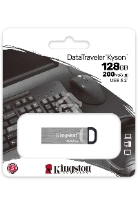 Флеш диск Kingston 128Gb DataTraveler KYSON <DTKN/128GB>, (USB 3.2, 200 МБ/с при чтении, 60 МБ/с при записи)