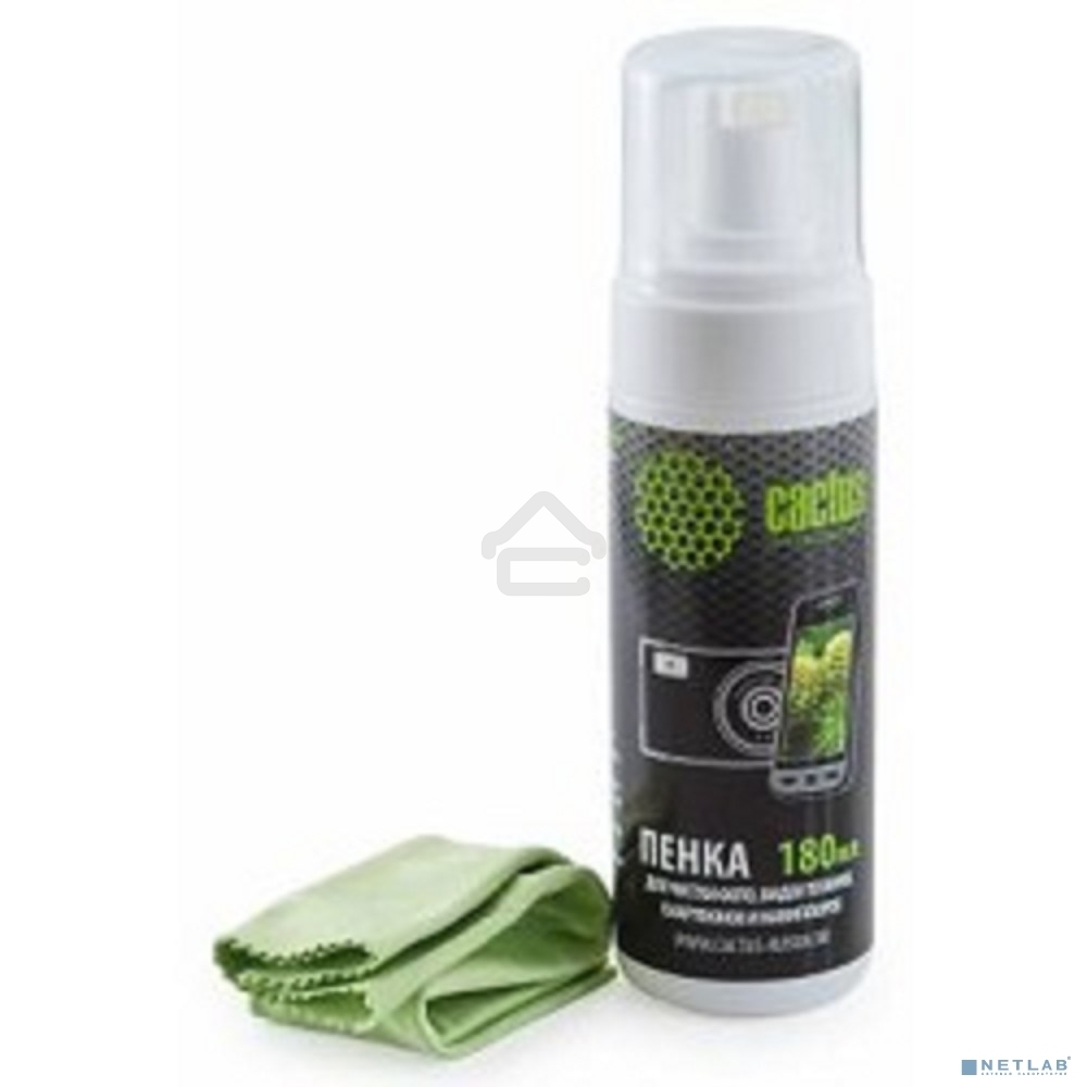 Чистящий набор (салфетки + пена) Cactus CS-S3006 для экранов и оптики 1 шт 18x18 см 180 мл