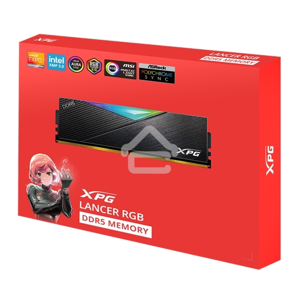 Оперативная память XPG Lancer, DDR5, 32GB (2x16GB), 6800MHz, CL34, DIMM, с радиаторами, RGB, черный