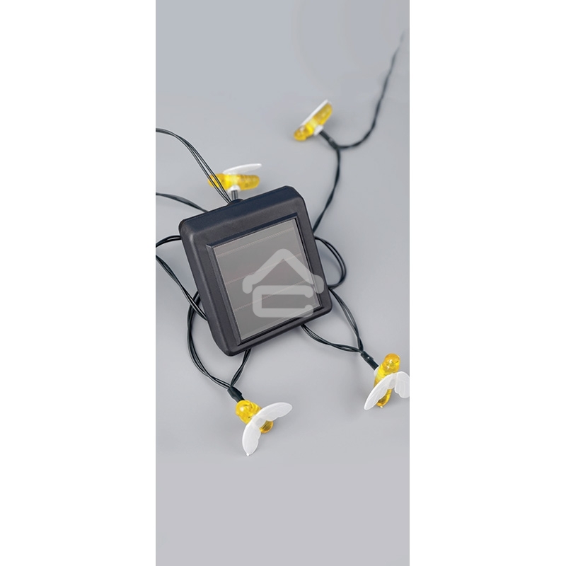 Каскад Lamper Янтарные Пчелы LED 10 м с выносной солнечной панелью 2 м и аккумулятором, IP65, теплое белое свечение