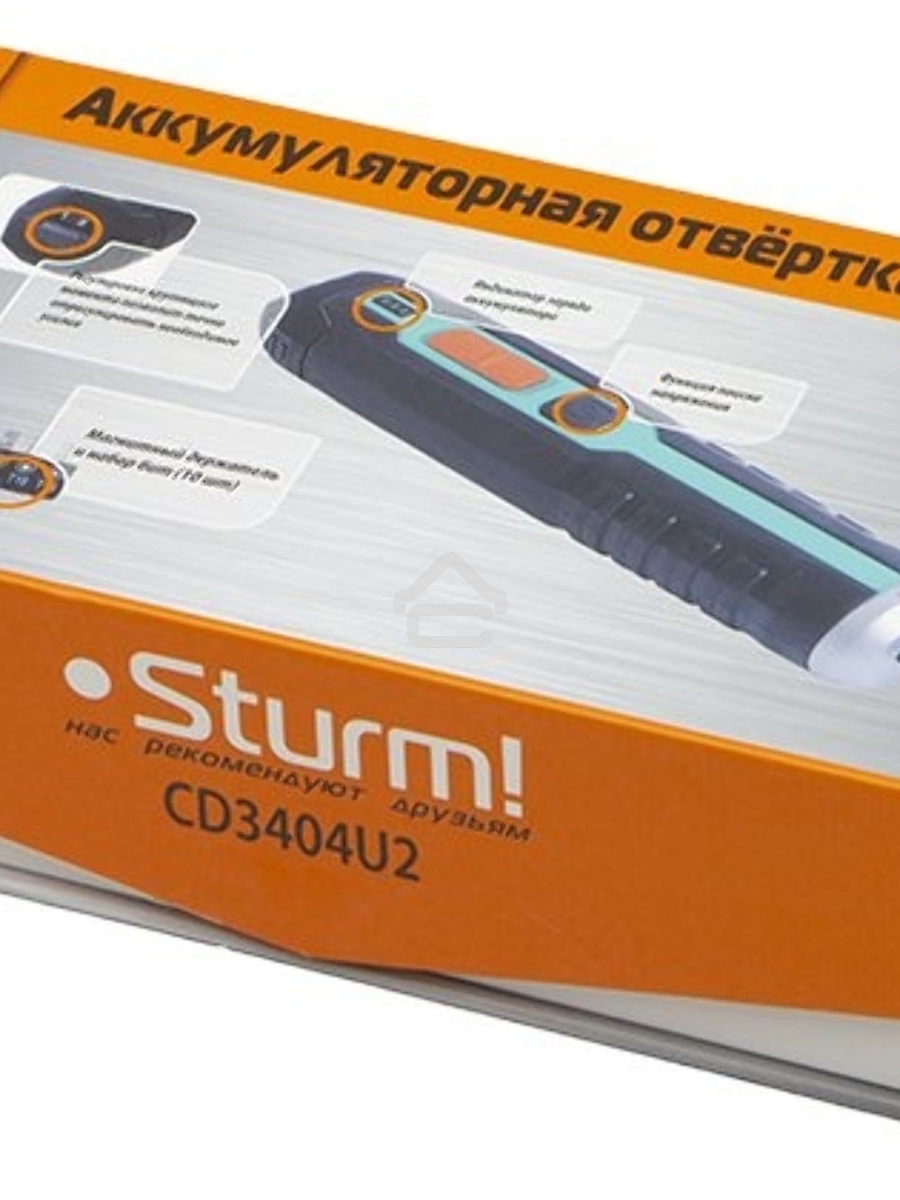 Отвертка Аккумуляторная Sturm! CD3404U2,3,6В,micro USB ,подсветка,индикат напр,набор бит,без ЗУ