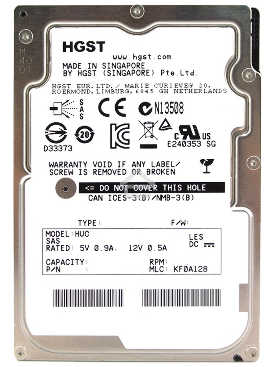 Жесткий диск HDD HGST SAS Server 300Gb 2.5'' Ultrastar 10K rpm 12Gb/s 128Mb 1 year ocs (replacement AL15SEB030N, AL14SEB030N)
