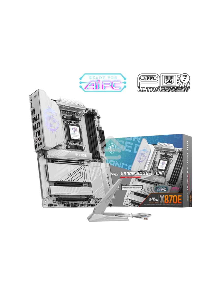 Материнская плата MSI MPG X870E EDGE TI WIFI, AM5, AMD X870E, 4xDDR5, 4xSATA, 4xM.2, 1xPCIe 5.0 x16, 1xPCIe 4.0 x4, 1xPCIe 3.0 x1, 1xHDMI (v2.1), 1xUSB-C 10Gbps, 1x5Gb LAN, Wi-Fi 7, Bluetooth 5.4, 2xUSB-C 40Gbps, 5xUSB-A 10Gbps, 4xUSB-A 2.0, 2x3.5 мм, S/P