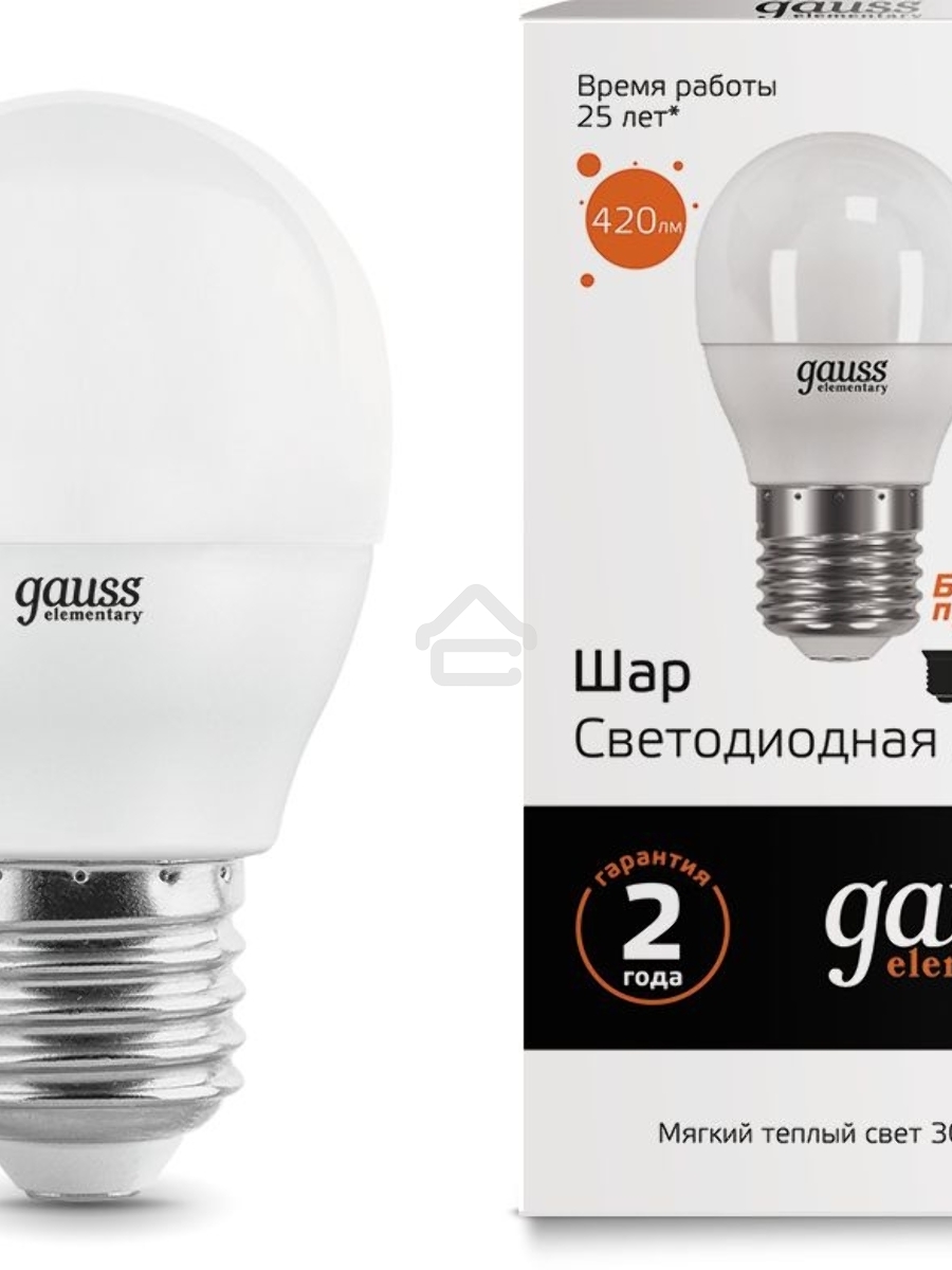 Лампа GAUSS LED Elementary Globe 6W E27 2700K Арт.LD53216