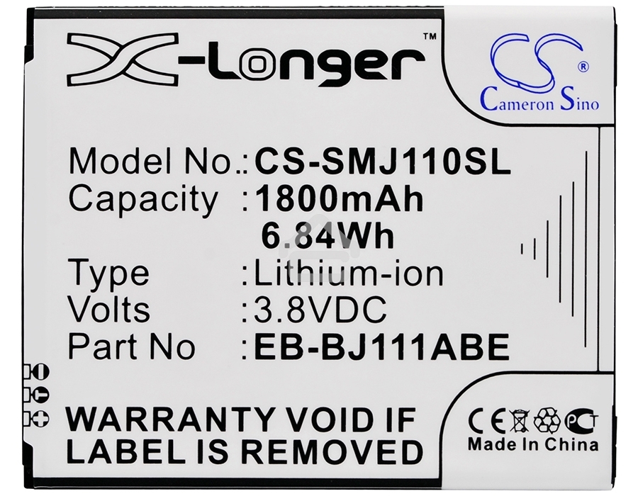 Аккумулятор CameronSinoCS-SMJ110SL EB-BJ111ABE для Samsung Galaxy J1 Ace, J1 Ace Neo 3.8V / 1800mAh / 6.84Wh