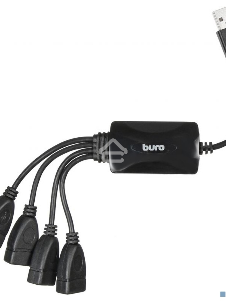 Разветвитель USB 2.0 Buro BU-HUB4-0.3-U2.0-Splitter 4порт. черный