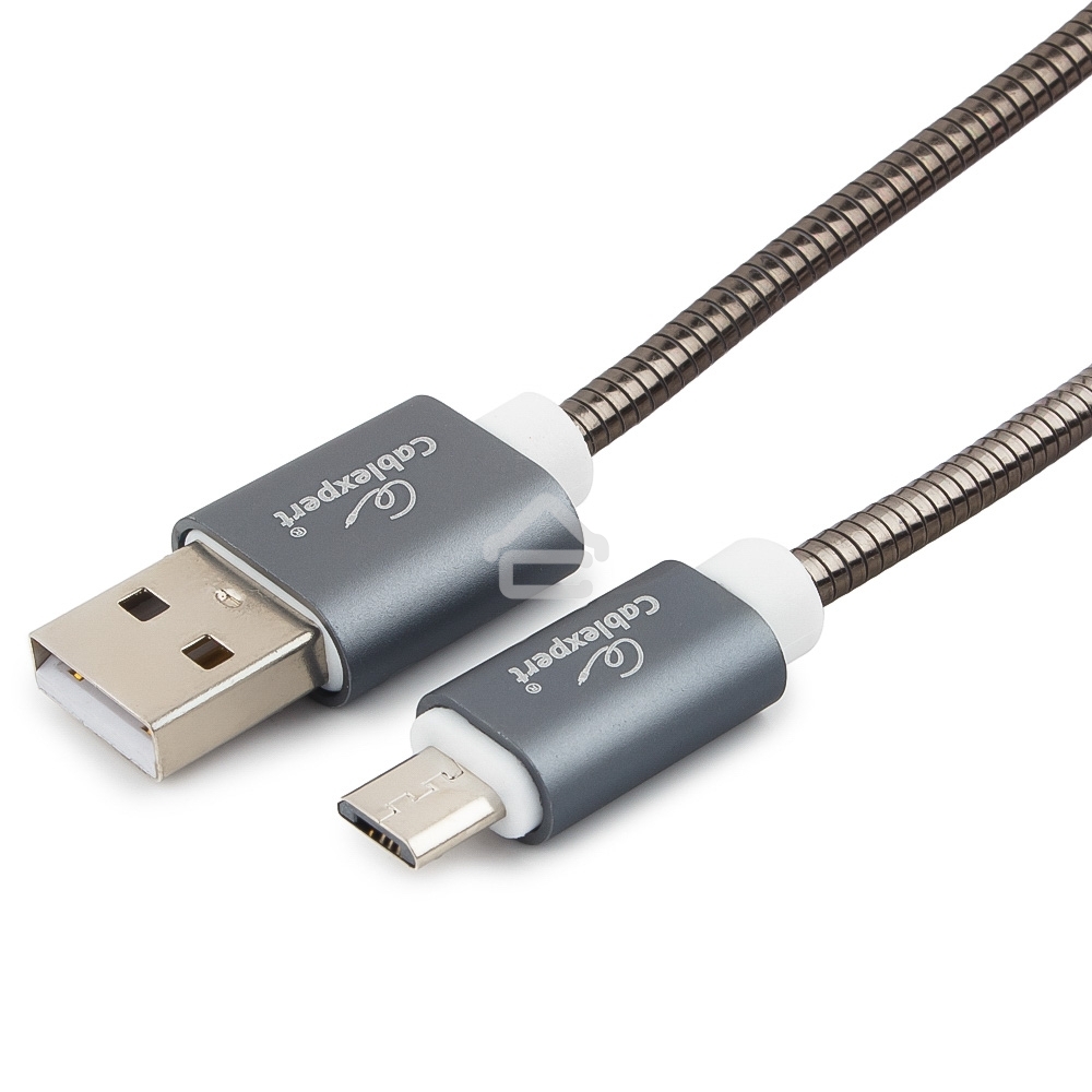 Кабель USB2.0 Cablexpert CC-G-mUSB02Gy-1.8M, AM/microB, серия Gold, длина 1.8м, титан, блистер