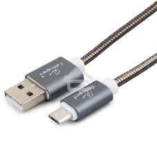 Кабель USB2.0 Cablexpert CC-G-mUSB02Gy-1.8M, AM/microB, серия Gold, длина 1.8м, титан, блистер