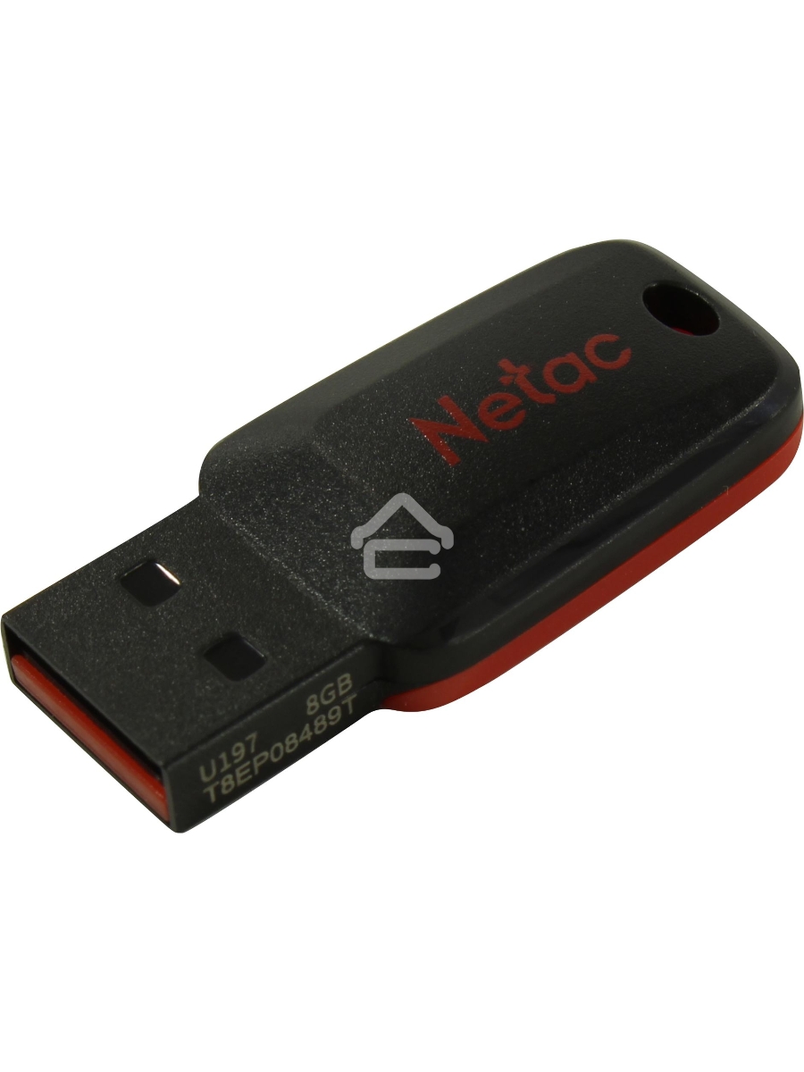 Флеш диск Netac U197 8Gb <NT03U197N-008G-20BK>, USB2.0, пластиковая, черная