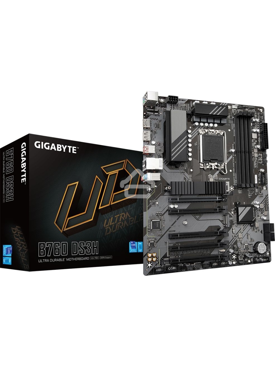 Материнская плата Gigabyte B760 DS3H, LGA 1700, Intel B760, 4xDDR5, 4xSATA, 2xM.2, 1xPCIe 4.0 x16, 4xPCIe 3.0 x1, 1xHDMI, 1xDP, 1x 1Gb LAN, 1xUSB 3.2 Gen 2, 1xUSB 3.2 Gen 2x2, 4xUSB 2.0, 3x3.5 мм, 7.1, ATX