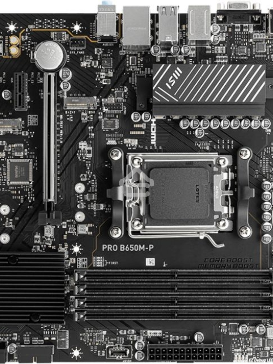 Материнская плата MSI PRO B650M-P, AM5, AMD B650, 4xDDR5, 4xSATA, 2xM.2, 1xPCI-E 4.0 x16, 2xPCI-E 4.0 x1, 1xHDMI, 1xDP, 1xVGA, 1x2.5Gb LAN, 2xUSB 3.2 Gen 1, 2xUSB 3.2 Gen 2, 3x3.5 мм, 7.1, Micro-ATX