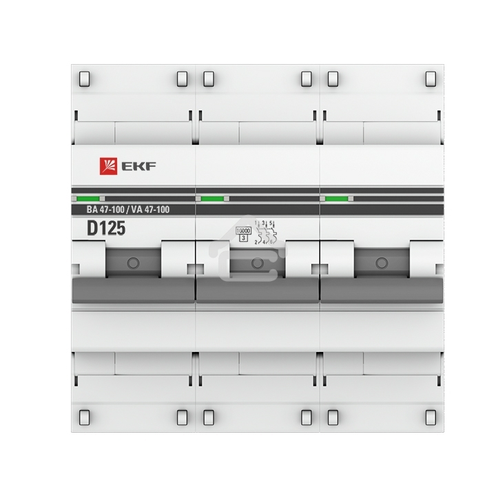 Выключатель автоматический модульный 3п D 125А 10кА ВА 47-100 PROxima EKF mcb47100-3-125D-pro