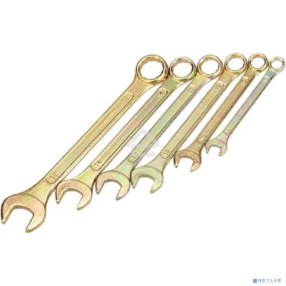 Набор ключей комбинированных Rexant (8, 10, 12, 13, 14, 17 мм), 6 шт., желтый цинк