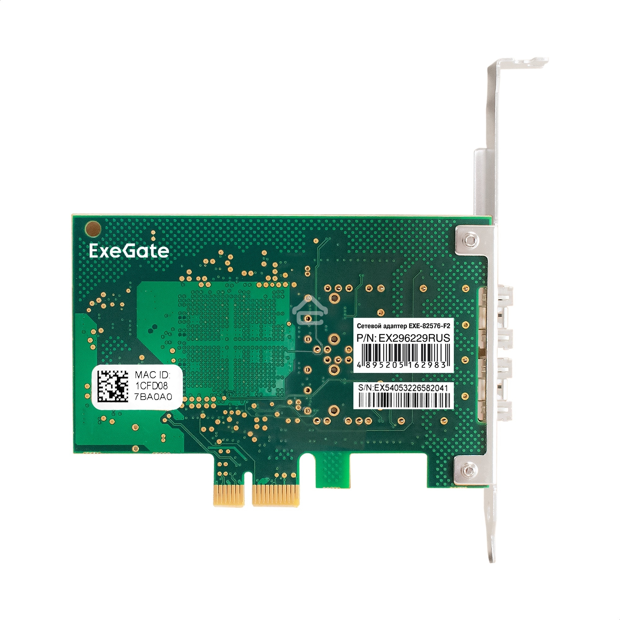 Сетевой адаптер ExeGate EXE-82576-F2 (PCI-E x1 v2.0, порты 2xSFP, 10/100/1000Mbps, Gigabit Server NIC Intel Chipset 82576-F2)