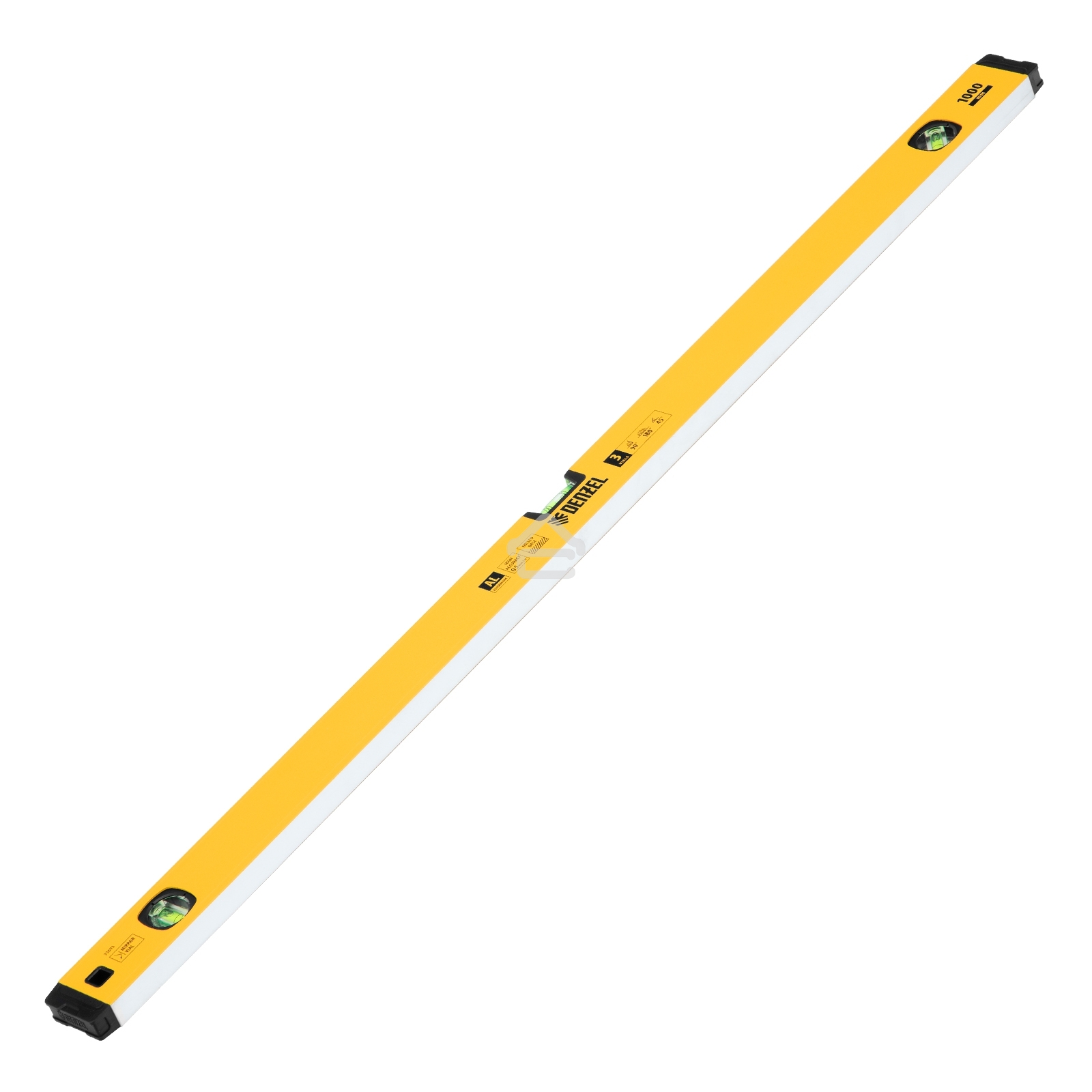 Уровень алюминиевый Denzel, магнит., фрезерованный, 3 глазка (1 зеркал.), 0,5 мм/м, 1000 мм