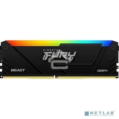 Оперативная память Kingston Fury Beast, DDR4, 16GB (1x16GB), 3200MHz, CL16, DIMM, радиатор, RGB, черный