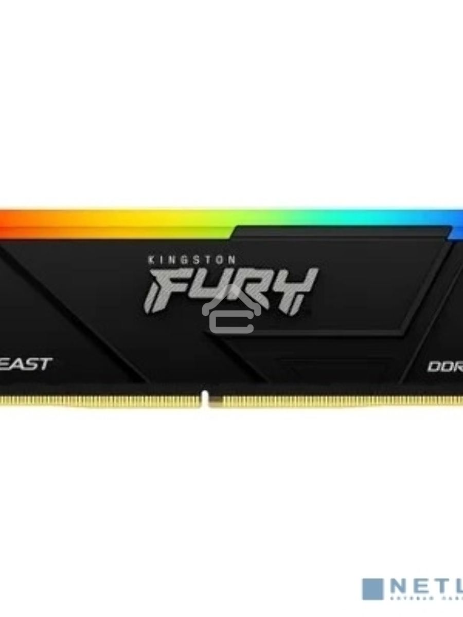 Оперативная память Kingston Fury Beast, DDR4, 16GB (1x16GB), 3200MHz, CL16, DIMM, радиатор, RGB, чёрный