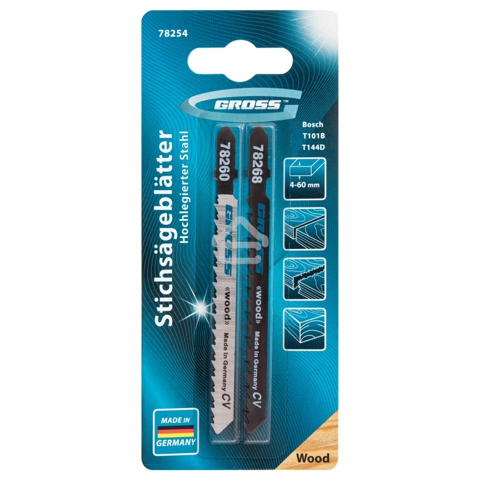 Набор полотен Gross 78254 для электролобзика по дереву, 2 шт.