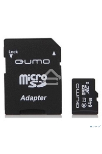 Флэш карта QUMO QM64GMICSDXC10U1 64Gb MicroSDXC Class 10 UHS-I, SD adapter