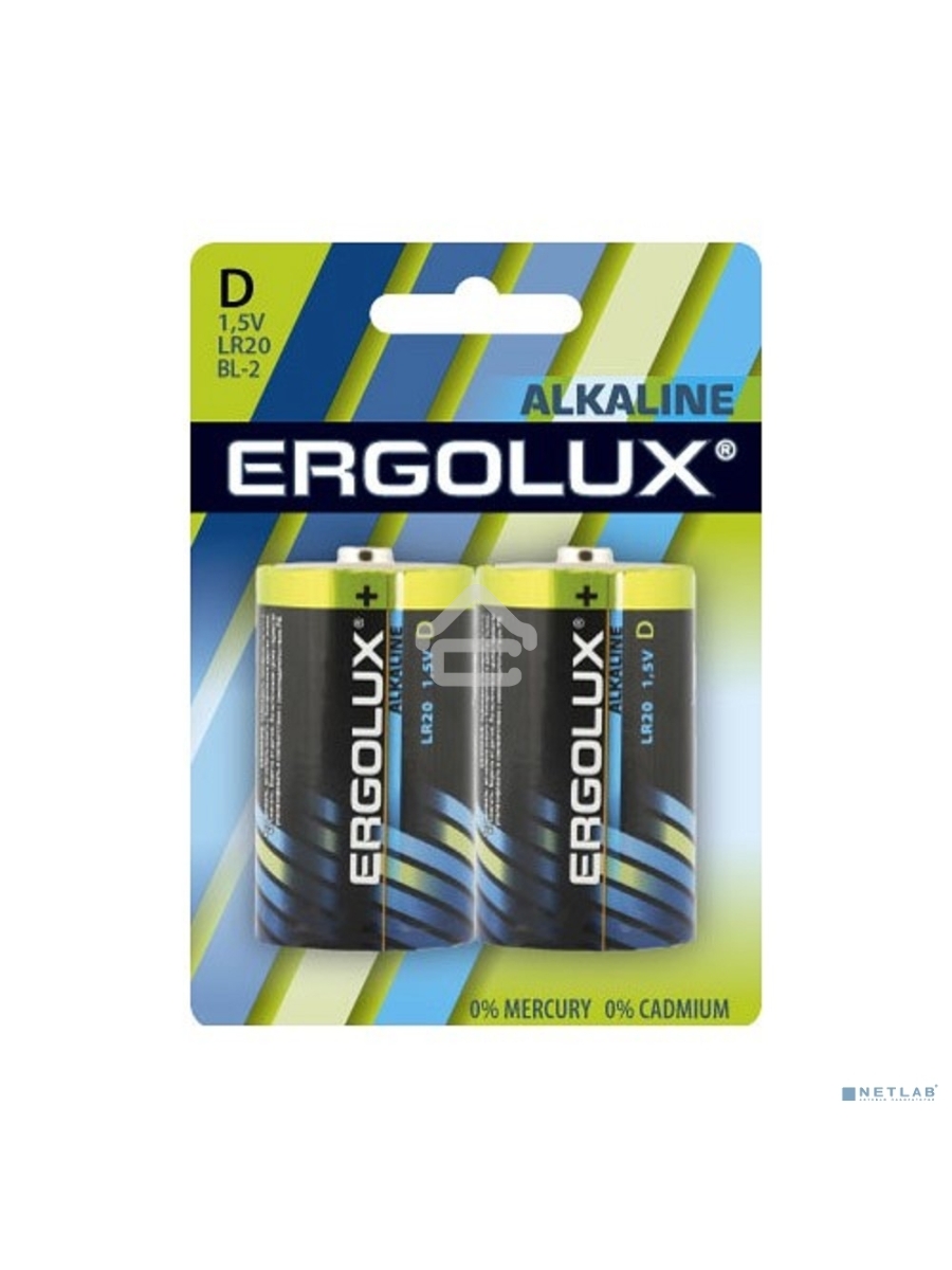 Элемент питания алкалиновый Ergolux LR20 BL-2 LR20 BL-2 1.5В Alkaline (блист.2шт)