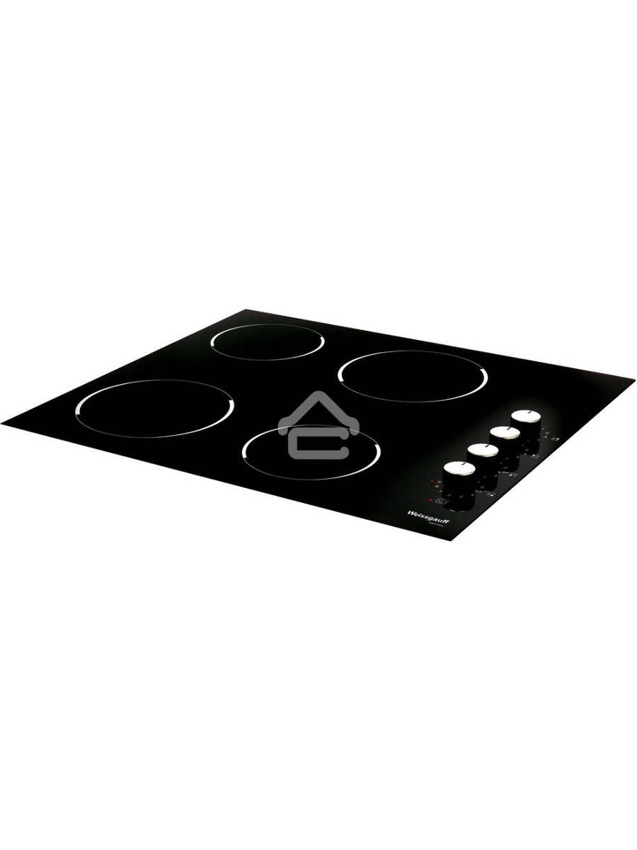 Варочная поверхность Weissgauff HV 640 BK 60 см, стеклокерамика Vitro Ceramic Glass, механическое управление, автоотключение, индикация степени нагрева, таймер, блокировка от детей, черная