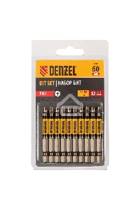Набор бит PH2х60, сталь S2, круглый профиль, 10 шт. Denzel