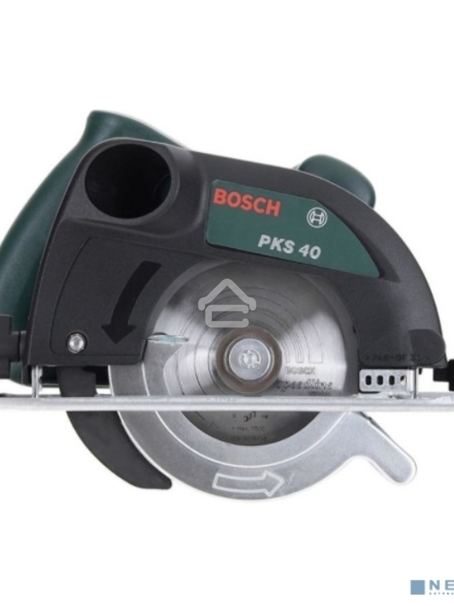 Пилы, Станки Bosch PKS 40 06033C5000 Ручная дисковая пила { 850 Вт , глубина пропила под углом 90°: 0-40 мм, глубина пропила под углом 45°: 0-26 мм. Направляющая пластина 120 х 260 мм, масса 2,