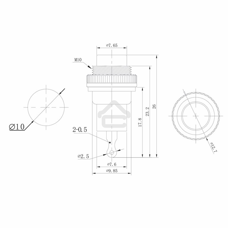 Выключатель-кнопка металл Rexant 220V 2А (2с) (ON)-OFF Ø10.2 красный Mini