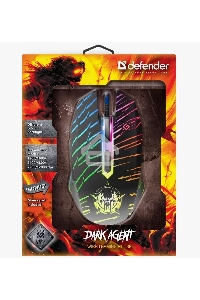 Мышь проводная Defender Dark Agent GM-590L черный, 12800 dpi, USB, кнопки - 6