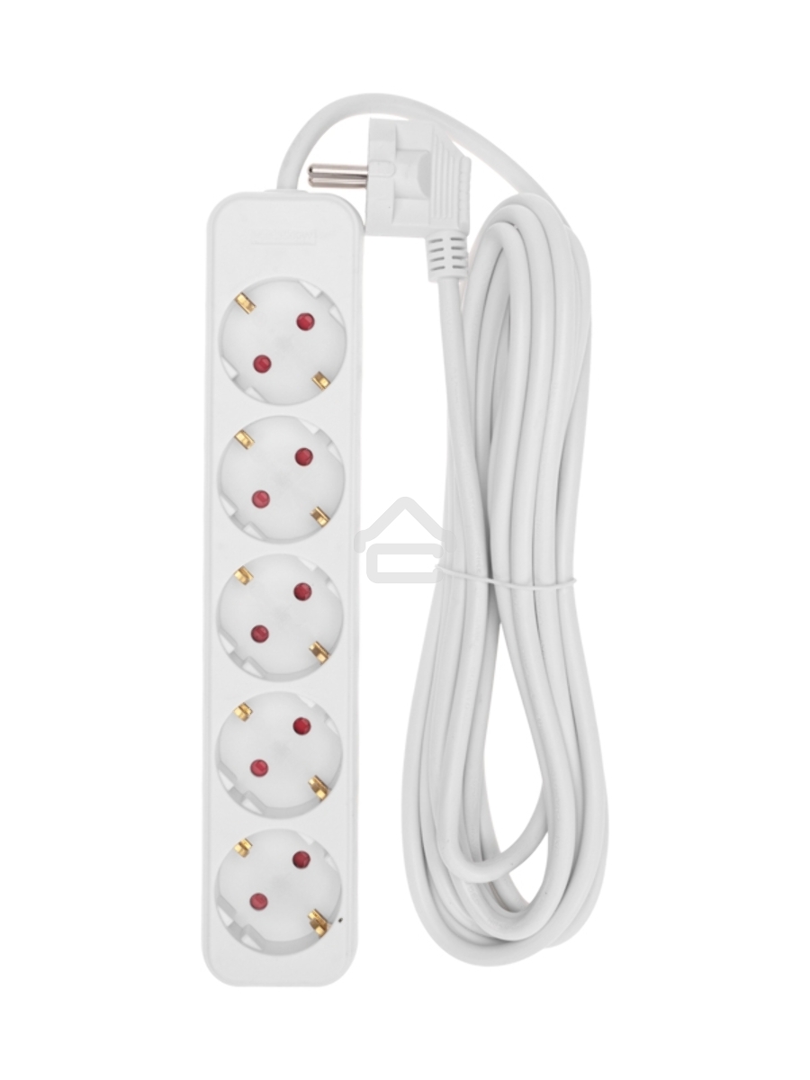 Удлинитель STANDARD 5 гнезд, 5м, 3х1,0мм², с/з, белый Rexant