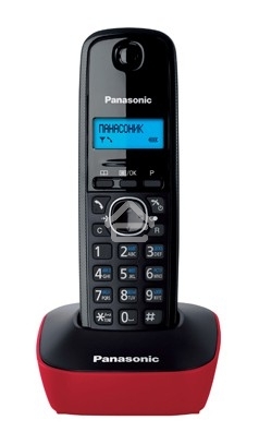 Телефон беспроводной (DECT) Panasonic KX-TG1611RUR (красный) АОН, Caller ID,12 мелодий звонка,подсветка дисплея,поиск трубки