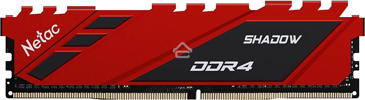 Оперативная память NETAC Shadow, DDR4, 16GB (1x16GB), 3200MHz, CL16, DIMM, с радиаторами, красный