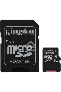 Флеш карта microSDHC 128GB microSDXC Kingston <SDCS2/128GB> Class10 UHS-I Canvas Select up to 100MB/s с адапт.