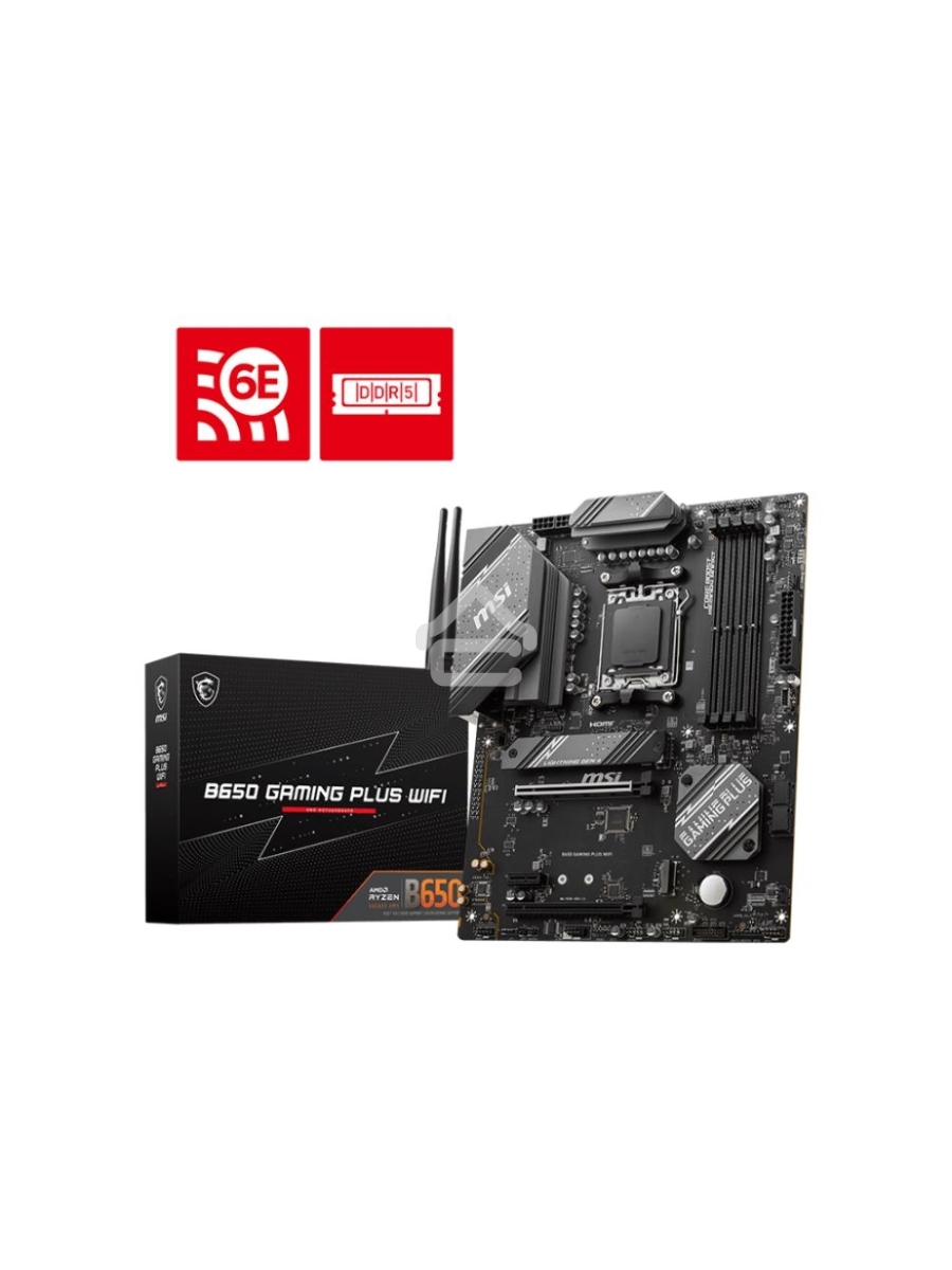 Материнская плата MSI B650 GAMING PLUS WIFI, AM5, AMD B650, 4xDDR5, 4xSATA, 2xM.2, 1xPCI-E 4.0 x16, 1xPCI-E 4.0 x4, 1xDisplayPort, 1xHDMI, 1x 2.5Gb LAN, 4xUSB 3.2 Gen 1, 3xUSB 3.2 Gen 2, 6x3.5 мм, 7.1, Standard-ATX