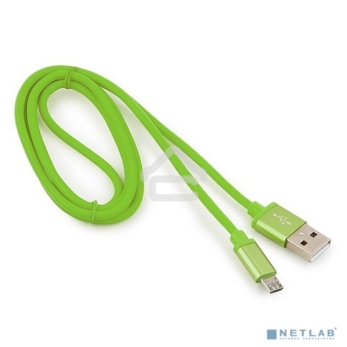 Кабель USB2.0 Cablexpert CC-S-mUSB01Gn-1M, AM/microB, серия Silver, 1м, зеленый, блистер