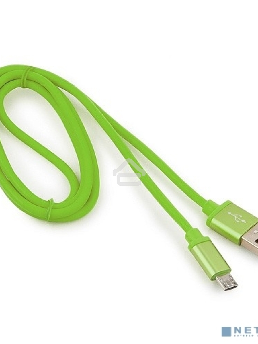 Кабель USB 2.0 Cablexpert CC-S-mUSB01Gn-1M, AM/microB, серия Silver, длина 1м, зеленый, блистер 