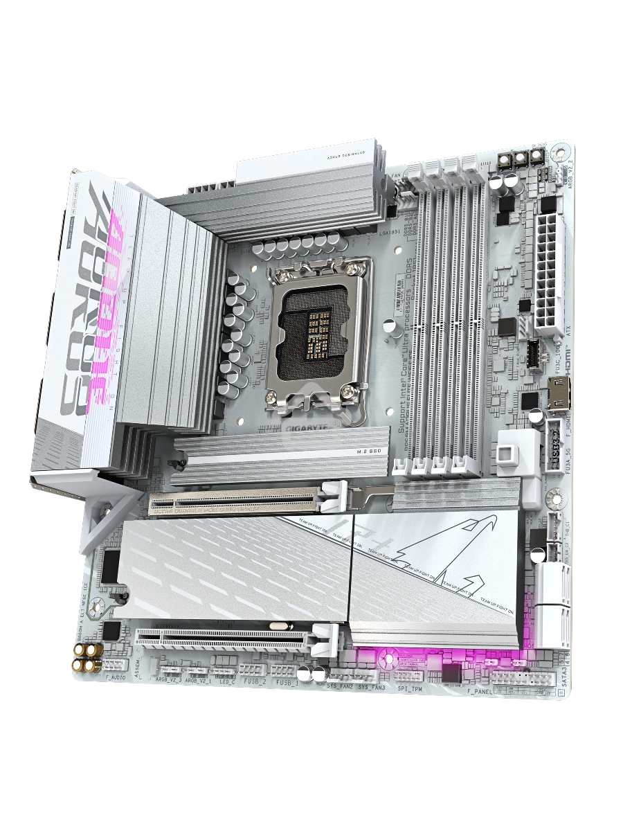 Материнская плата Gigabyte B860M AORUS ELITE WIFI6E ICE, LGA1851, Intel B860, 4xDDR5, 4xSATA, 3xM.2, 1xPCIe 5.0 x16, 1xPCIe 4.0 x4, 1xDP, 2xHDMI, 1x2.5Gb LAN, Wi-Fi 6E, Bluetooth 5.3, 2xUSB-A 10Gbps (Gen2), 4xUSB-A 5Gbps, 4xUSB-A 2.0, 1xUSB-C 20Gbps (USB4