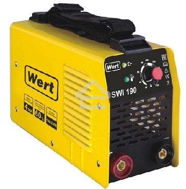 Сварочный инвертор WERT 187150 SWI 190 Инвертер,140-250В, потребление 3.7 кВт, регулировка силы тока 20-190 А, ПВ=190А/60%, диаметр электрода 1.6-4мм, вес 2.4 кг.