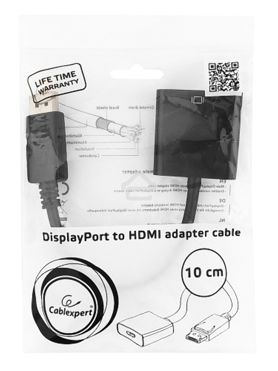 Переходник DisplayPort - HDMI Cablexpert A-DPM-HDMIF-002, 20M/19F, пакет