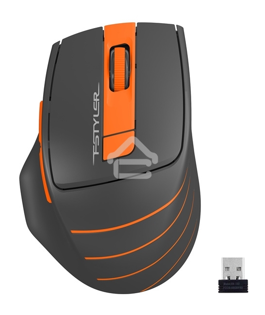 Мышь беспроводная A4Tech Fstyler FG30 серый/оранжевый, 2000 dpi, радиоканал, USB, кнопки - 5