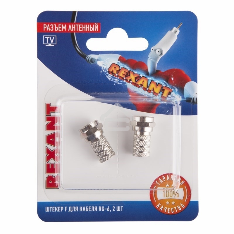 Разъем антенный на кабель Rexant штекер F для кабеля RG-6, (2 шт.)