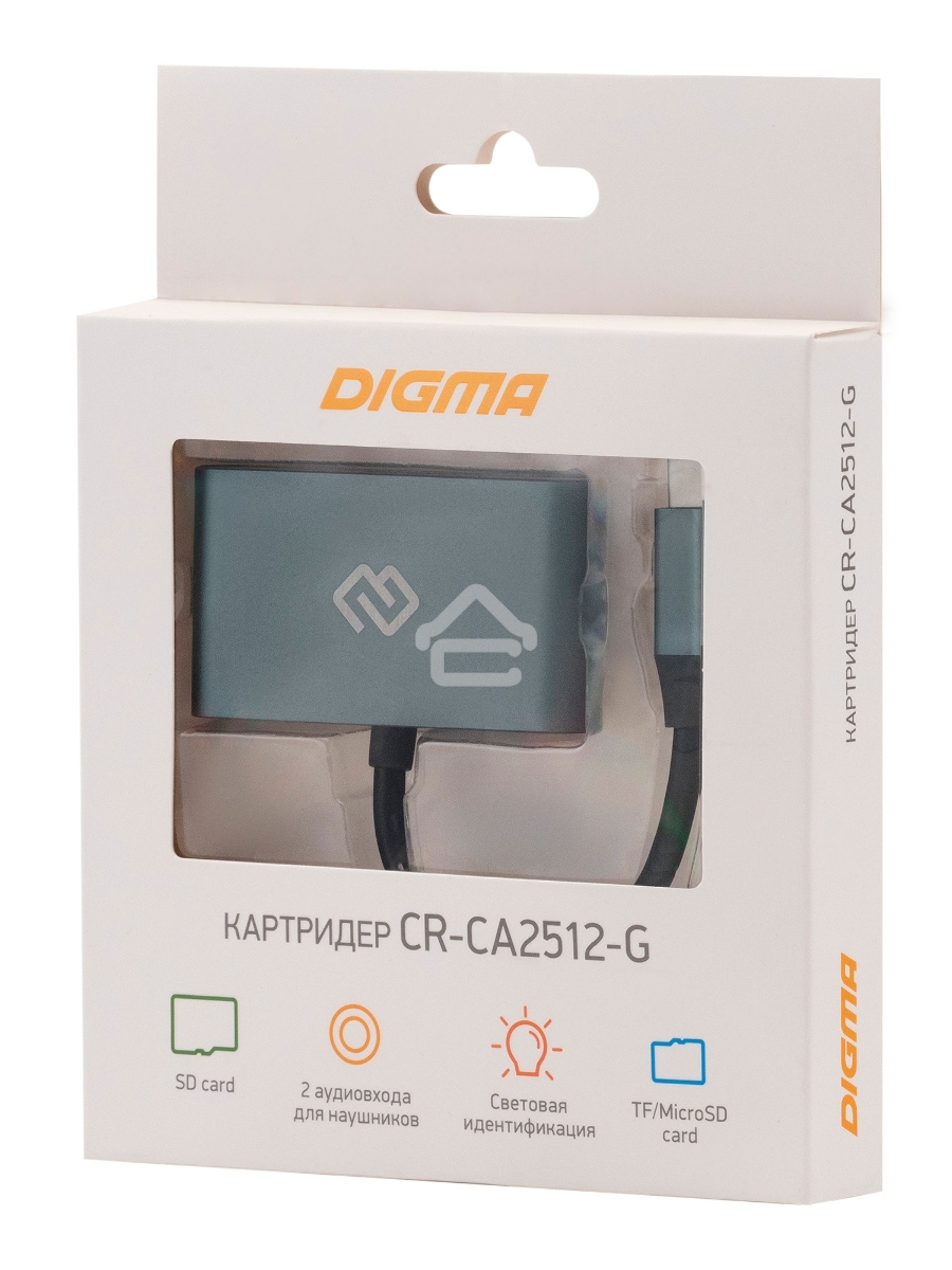 Устройство чтения карт памяти Type C Digma CR-СA2512-G темно-серый