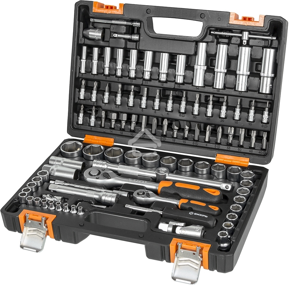 Набор инструментов 1/2дюйм; 1/4дюйм CrV пластик. кейс (94 предм.) Вихрь 73/6/7/5