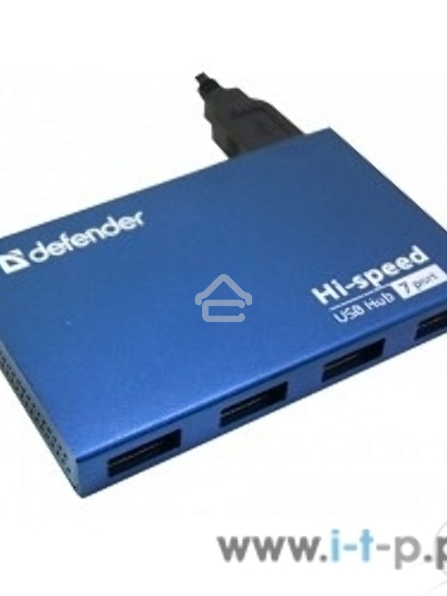 Разветвитель Defender SEPTIMA SLIM USB2.0 - 7 портов, + блок питания DC 5В...2А, + кабель USB 2.0 A(M) - MiniB (M) - 1м