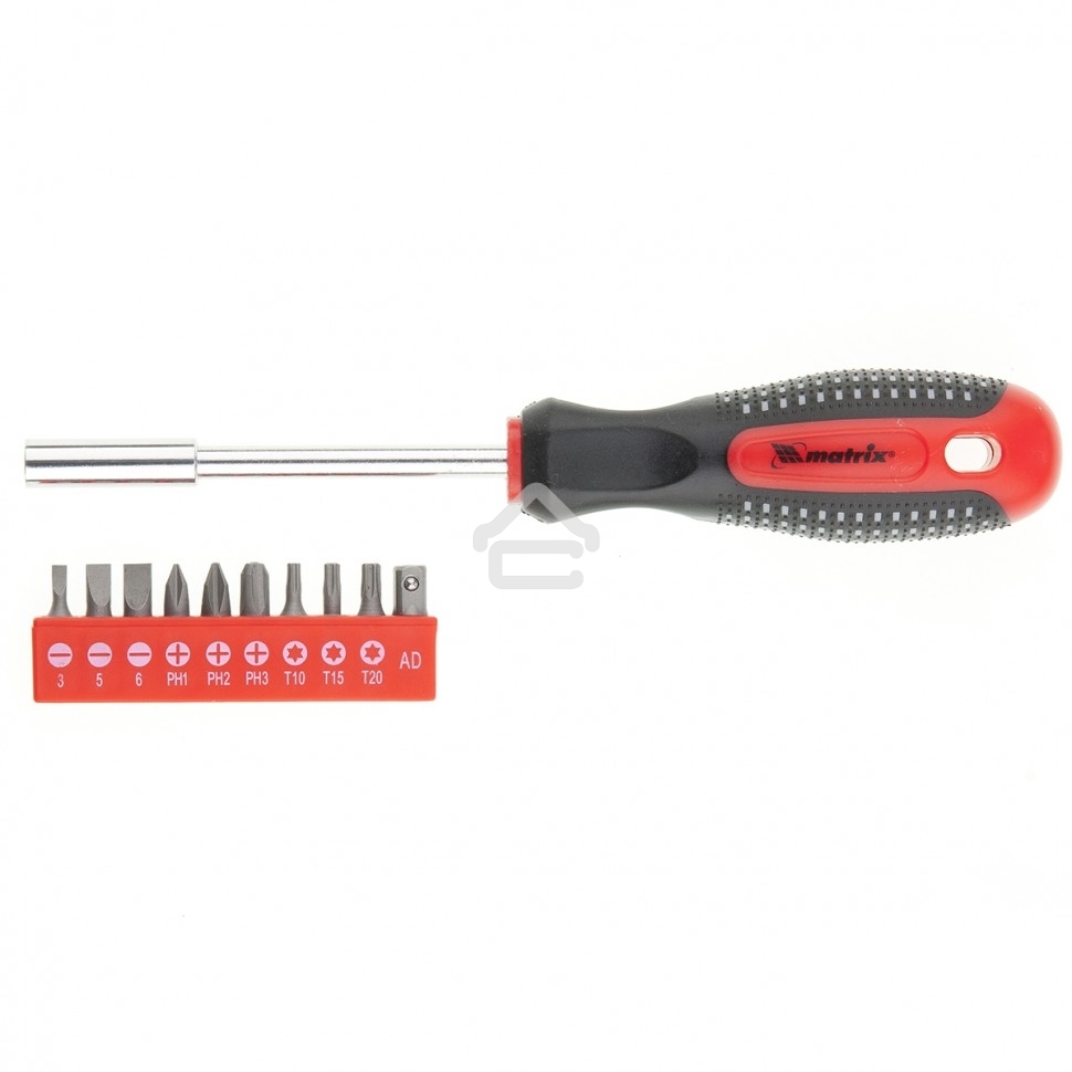 Отвертка Matrix с набором бит, 10шт, Fusion, CrV, 3-х компонентная рукоятка 