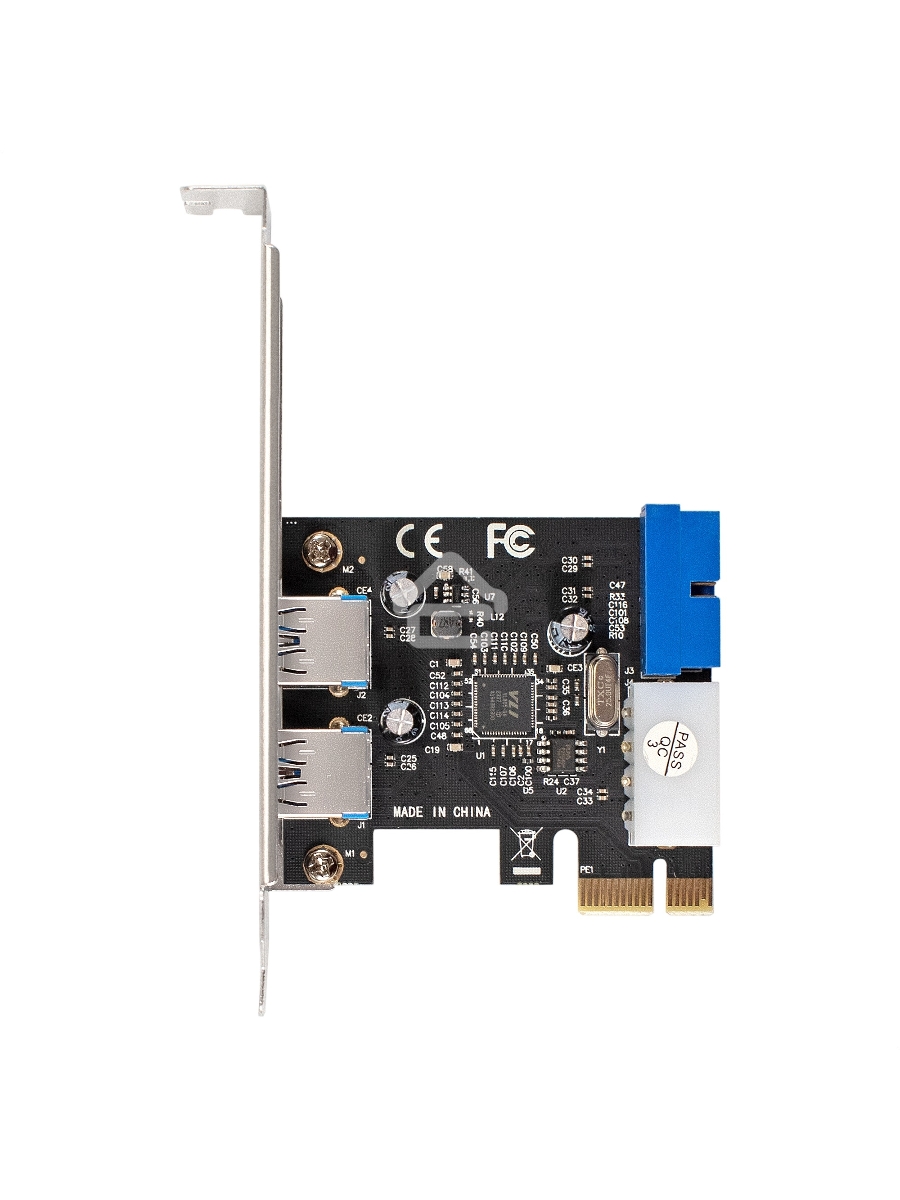 Контроллер ExeGate EXE-342 (PCI-E x1 v2.0, 2*USB3.0 ext.+ 1*19pin int. (внутренние коннекторы для подключения 2*USB3.0 портов на корпусе), разъем доп.питания, VIA Labs Chipset VL805)