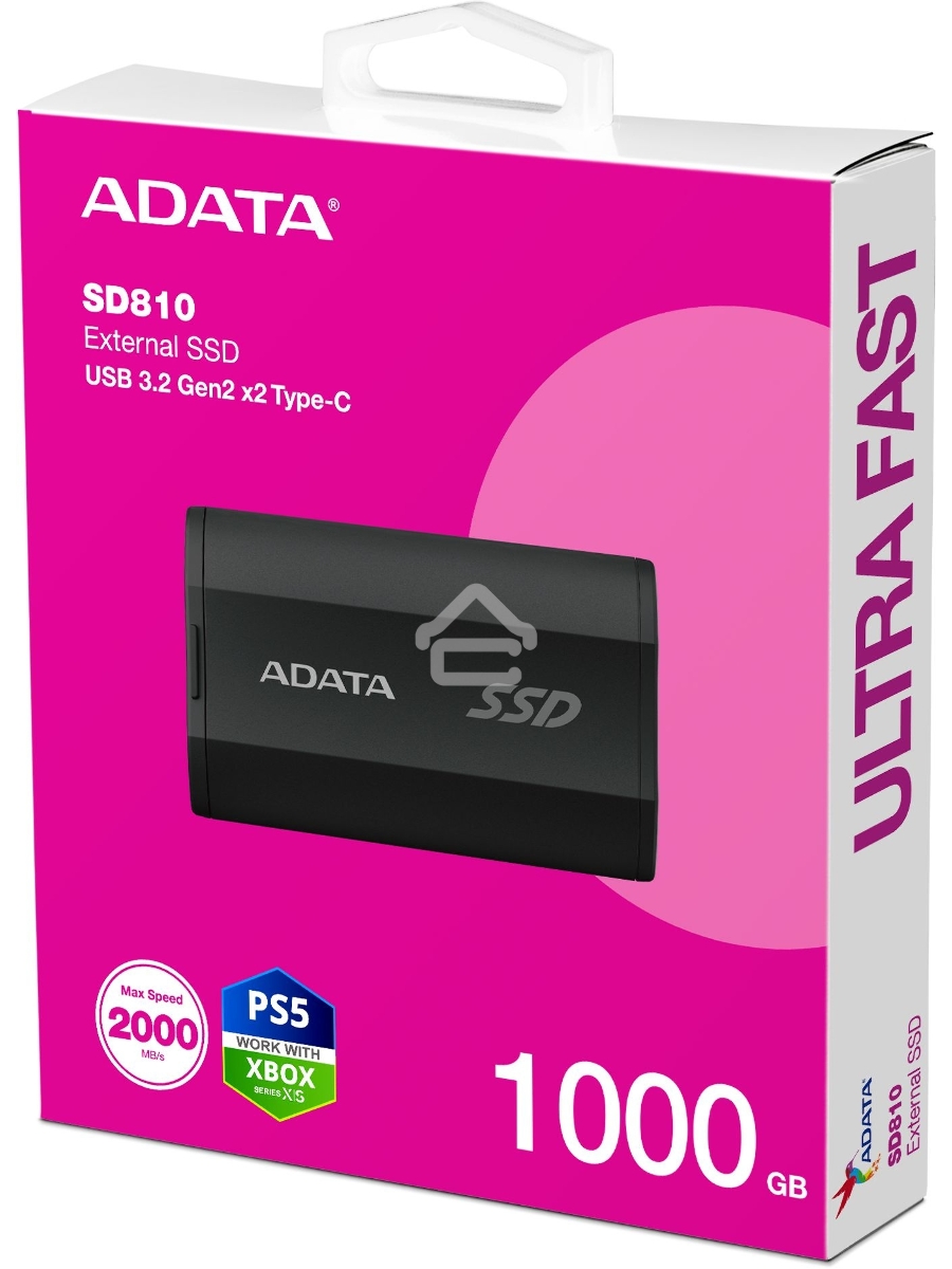 Внешний накопитель SSD ADATA 1Tb SD810 USB Type-C (2000/2000 Mb/s) metal case black (SD810-1000G-CBK)