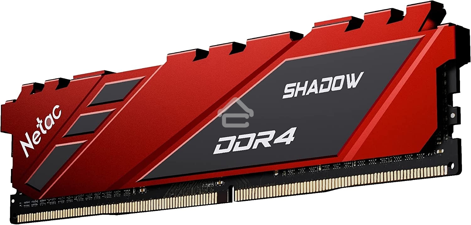 Оперативная память NETAC Shadow, DDR4, 16GB (1x16GB), 3200MHz, CL16, DIMM, с радиаторами, красный
